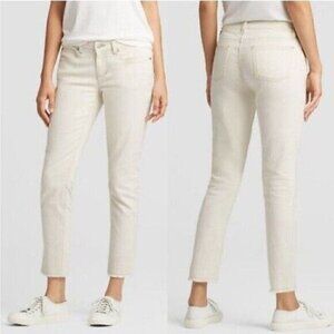 Eileen Fisher Organic Cotton Slim Raw Hem Ankle Jeans Size 10 Ivory Stretch
